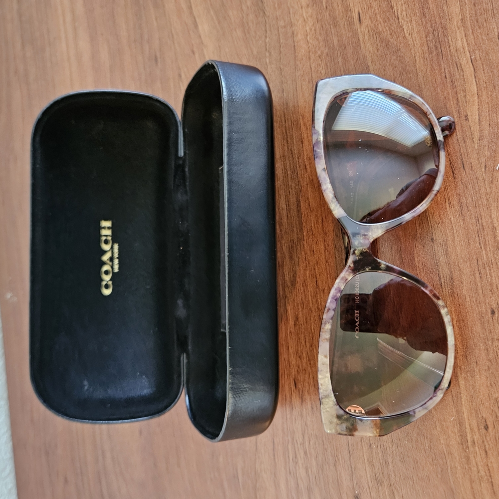 Coach Brown Oversized Sunglasses with Round Lenses